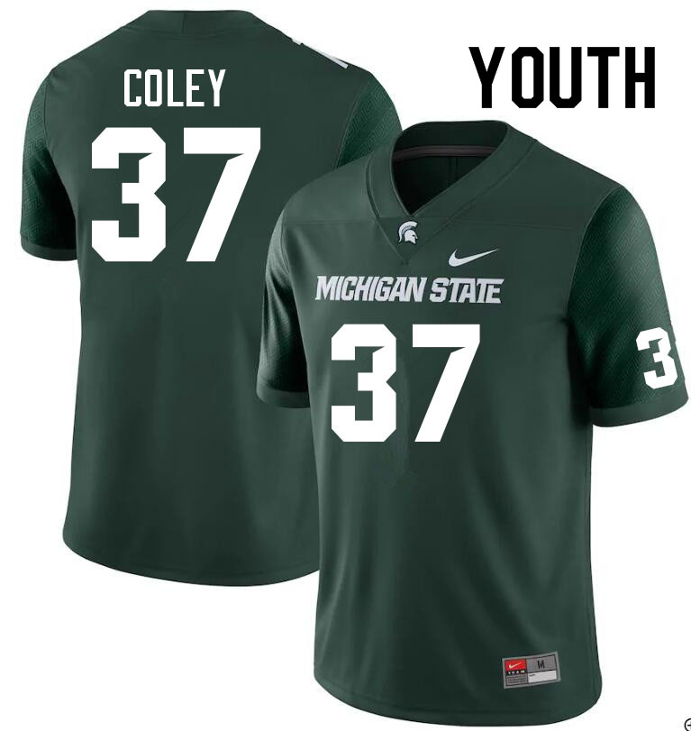 Youth #37 Caleb Coley Michigan State Spartans College Football Jerseys Sale-Green